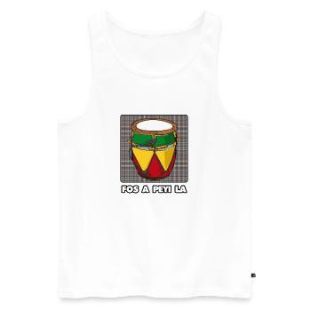 Ka,tambour,Guadeloupe ,îles,caraïbes,Antilles - Débardeur bio Premium Homme - blanc - Devant - Michal (187cm)