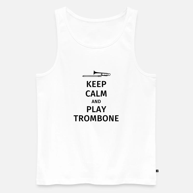 keep calm and play trombone - Débardeur bio Premium Homme - blanc