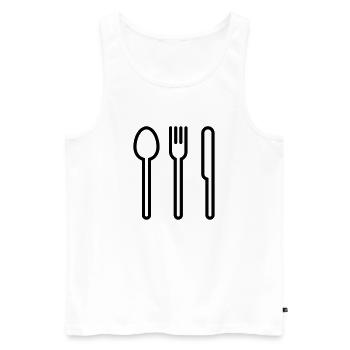 Löffel, Gabel und Messer - Männer Premium Bio Tank Top - Weiß - Vorne - Michal (187cm)