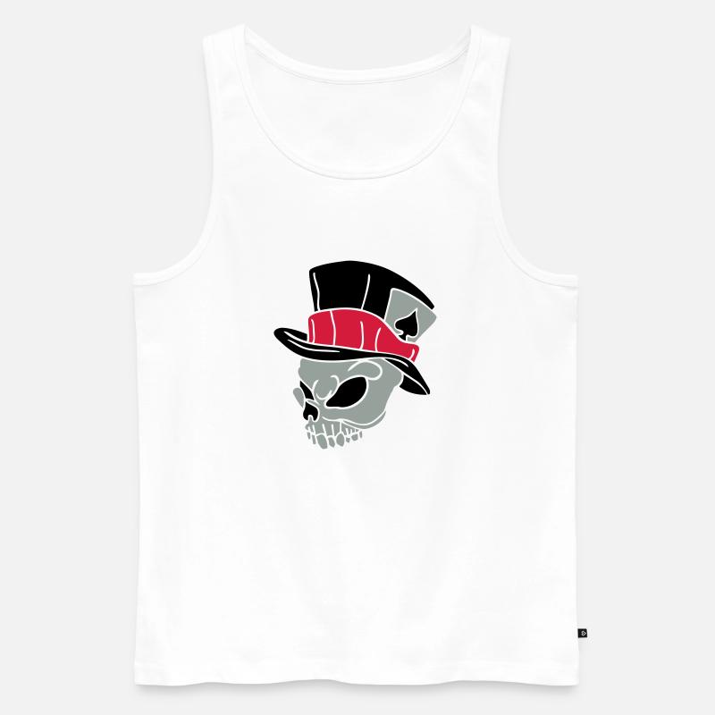 Totenkopf mit Hut 01 - Männer Premium Bio Tank Top - Weiß