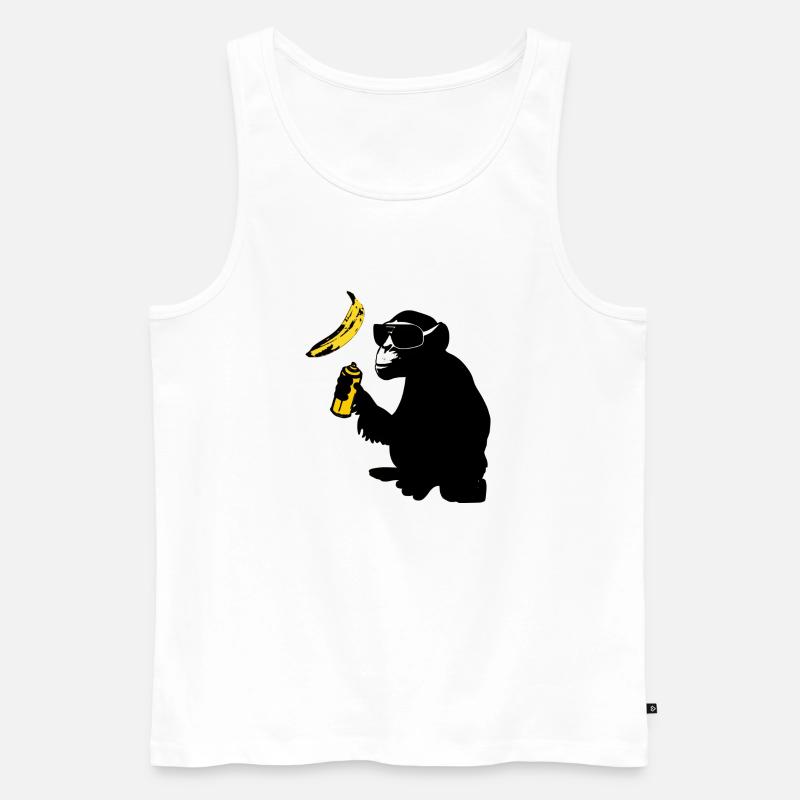 affe sprüht banane - Männer Premium Bio Tank Top - Weiß