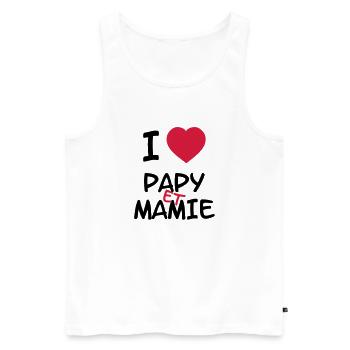 I Love Papy et Mamie - Débardeur bio Premium Homme - blanc - Devant - Michal (187cm)