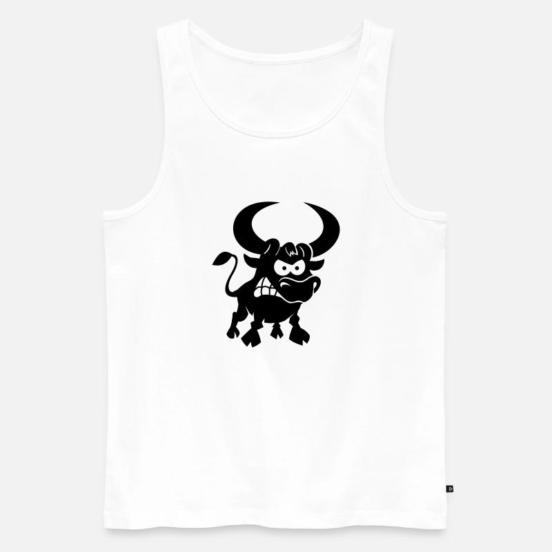 vl087a_stier_1c - Männer Premium Bio Tank Top - Weiß