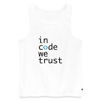 dans le code, nous l'espérons, développeur, codeur - Débardeur bio Premium Homme - blanc - Devant - AI Model Male 178 light (178cm)
