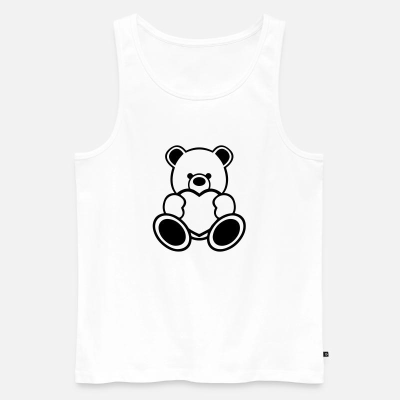 Teddy Bär mit Herz - Männer Premium Bio Tank Top - Weiß