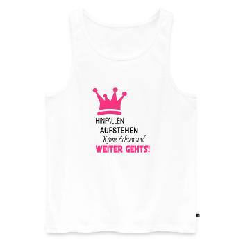 krone_weiter_gehts_4 - Männer Premium Bio Tank Top - Weiß - Vorne - Michal (187cm)