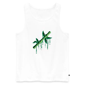 bambus graffiti tropfen pflanze stamm baum blaette - Männer Premium Bio Tank Top - Weiß - Vorne - Michal (187cm)