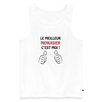 Menuisier / Menuiserie / Bois / Charpentier - Débardeur bio Premium Homme - blanc - Devant - Michal (187cm)