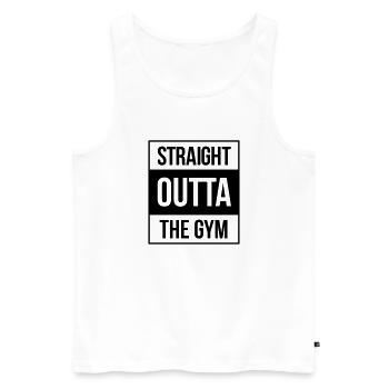 straight outta the gym - Men's Premium Organic Tank Top - white - Front - Michal (187cm)