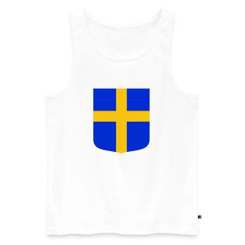Shield flag Sweden - Men's Premium Organic Tank Top - white - Front - AI Model Male 178 light (178cm)