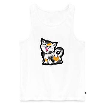 Drôle de chaton mignon. Charmant chaton qui rit. Miaou. - Débardeur bio Premium Homme - blanc - Devant - AI Model Male 178 light (178cm)