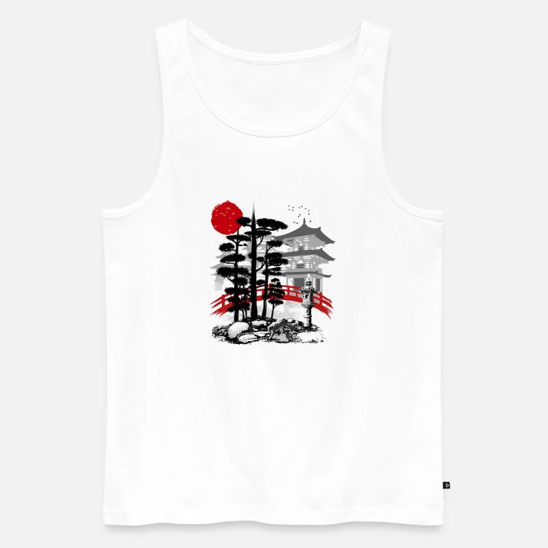 Tempel mit Zen-Garten - Männer Premium Bio Tank Top - Weiß