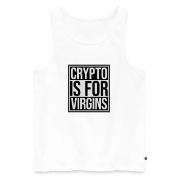 crypto is for virgins - Männer Premium Bio Tank Top - Weiß - Vorne - AI Model Male 178 light (178cm)