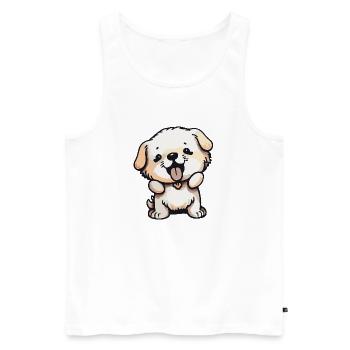 Illustration Comic Cute Kawaii Dog Art Piece - Men's Premium Organic Tank Top - white - Front - Michal (187cm)