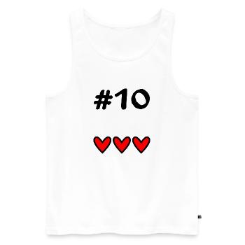 10 JAHRE. 10-JÄHRIGES JUBILÄUM. GEBURTSTAG 10 JAHRE. 10 - Männer Premium Bio Tank Top - Weiß - Vorne - Michal (187cm)