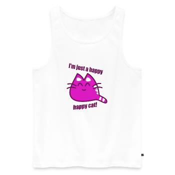 chat chat heureux cadeau maman fille fille - Débardeur bio Premium Homme - blanc - Devant - Michal (187cm)
