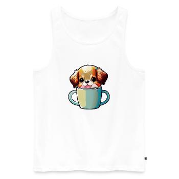 Happiness with a dog: man's best friend - Men's Premium Organic Tank Top - white - Front - AI Model Male 178 light (178cm)
