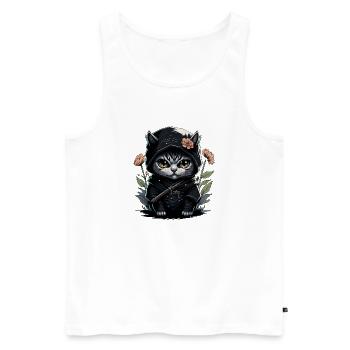 The Ninja Cat: An Invincible Fighter - Men's Premium Organic Tank Top - white - Front - Michal (187cm)