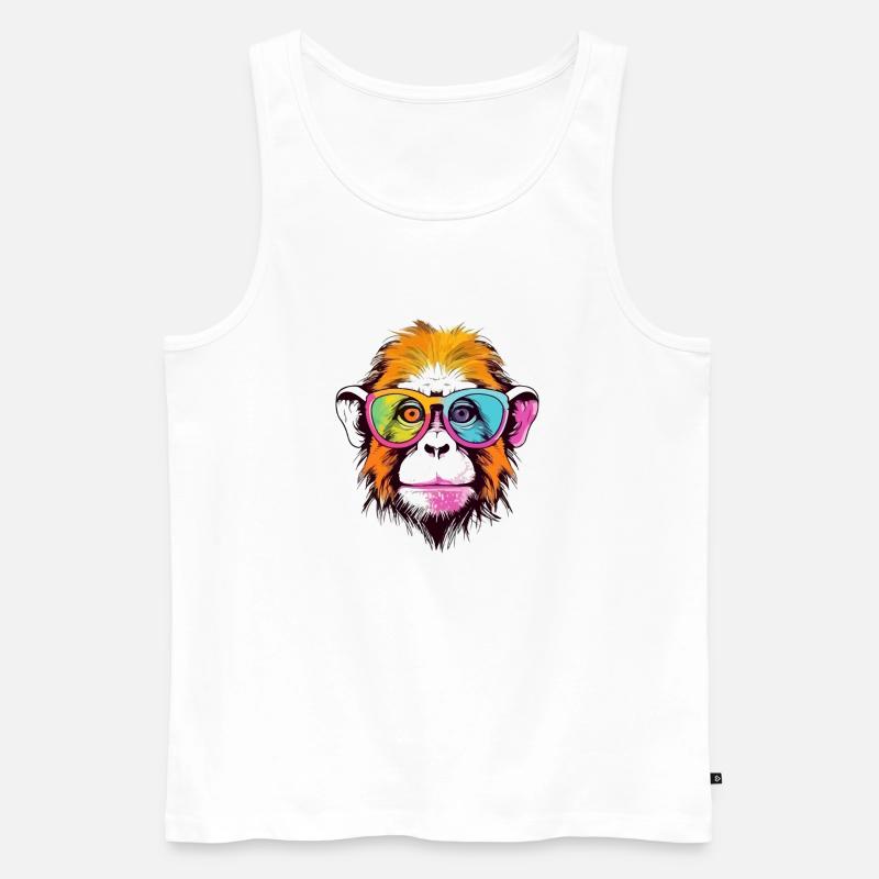 Elvi, der bebrillte Affe - Männer Premium Bio Tank Top - Weiß
