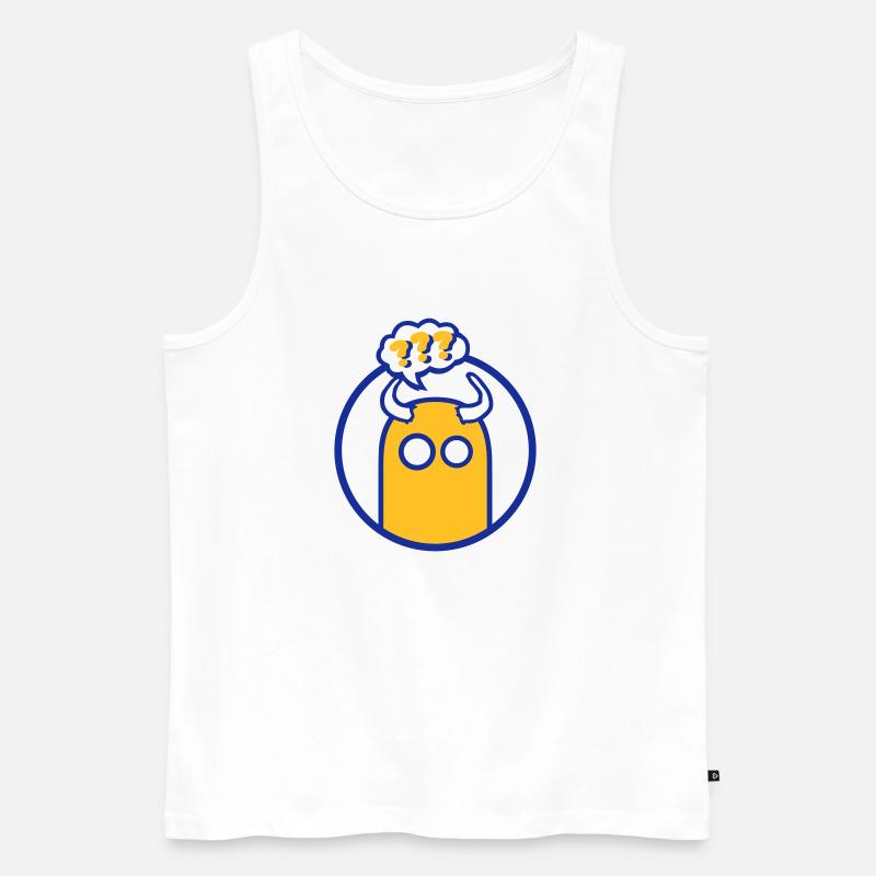 Niedliche Comic Figur (Fragezeichen, Kreis) - Männer Premium Bio Tank Top - Weiß