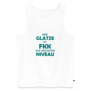 FKK - Eine Glatze ist ... auf höchstem Niveau - Männer Premium Bio Tank Top - Weiß - Vorne - Michal (187cm)