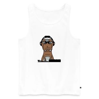 Cool DJ dinosaure T-Rex mixer Musique de fête - Débardeur bio Premium Homme - blanc - Devant - Michal (187cm)