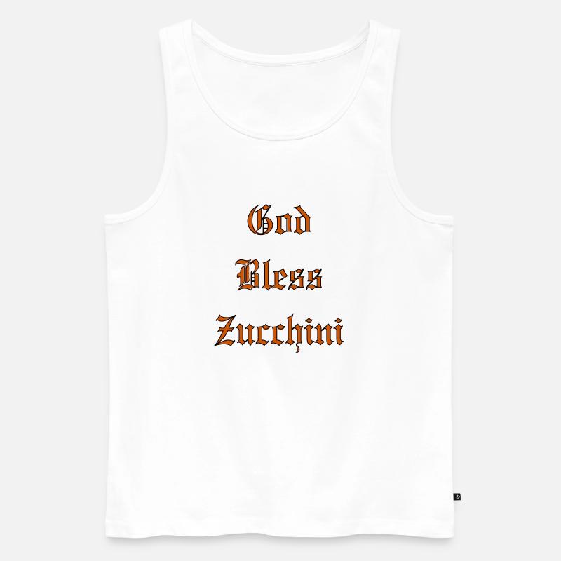 GodBlessZucchini - Männer Premium Bio Tank Top - Weiß