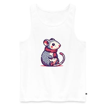 Süße Maus im Schal - Männer Premium Bio Tank Top - Weiß - Vorne - AI Model Male 178 light (178cm)