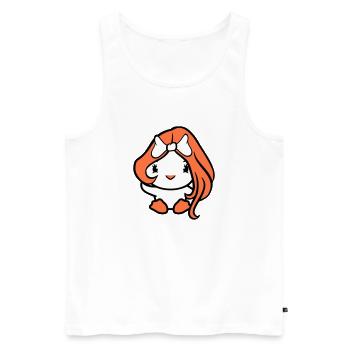 Bird Lady Woman Female Pretty Face Bow - Men's Premium Organic Tank Top - white - Front - AI Model Male 178 light (178cm)