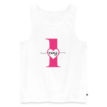 Digit One 1 with Heart - Men's Premium Organic Tank Top - white - Front - Michal (187cm)