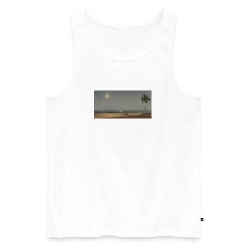 Palmen und Gras bei Nacht mit Mond - Art Design - Männer Premium Bio Tank Top - Weiß - Vorne - Michal (187cm)