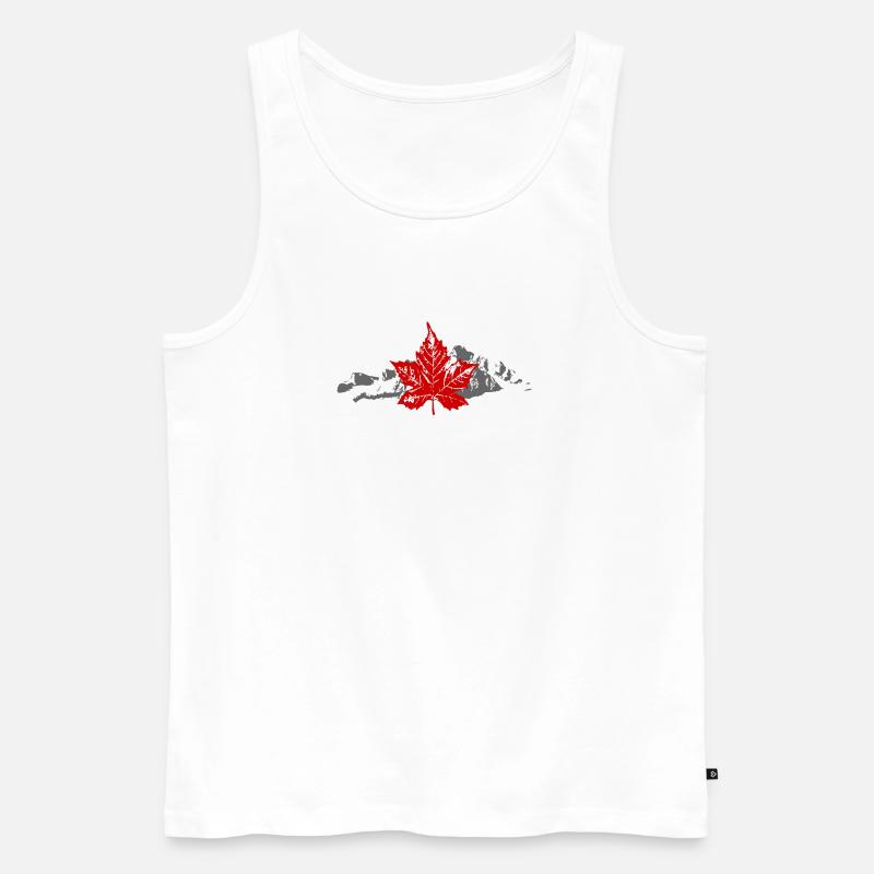 Canada - Maple Leaf & Mountain - Männer Premium Bio Tank Top - Weiß