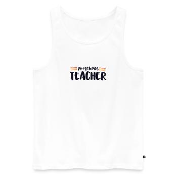 Retro Vorschullehrer Matching 70s Vintage Back - Männer Premium Bio Tank Top - Weiß - Vorne - Michal (187cm)