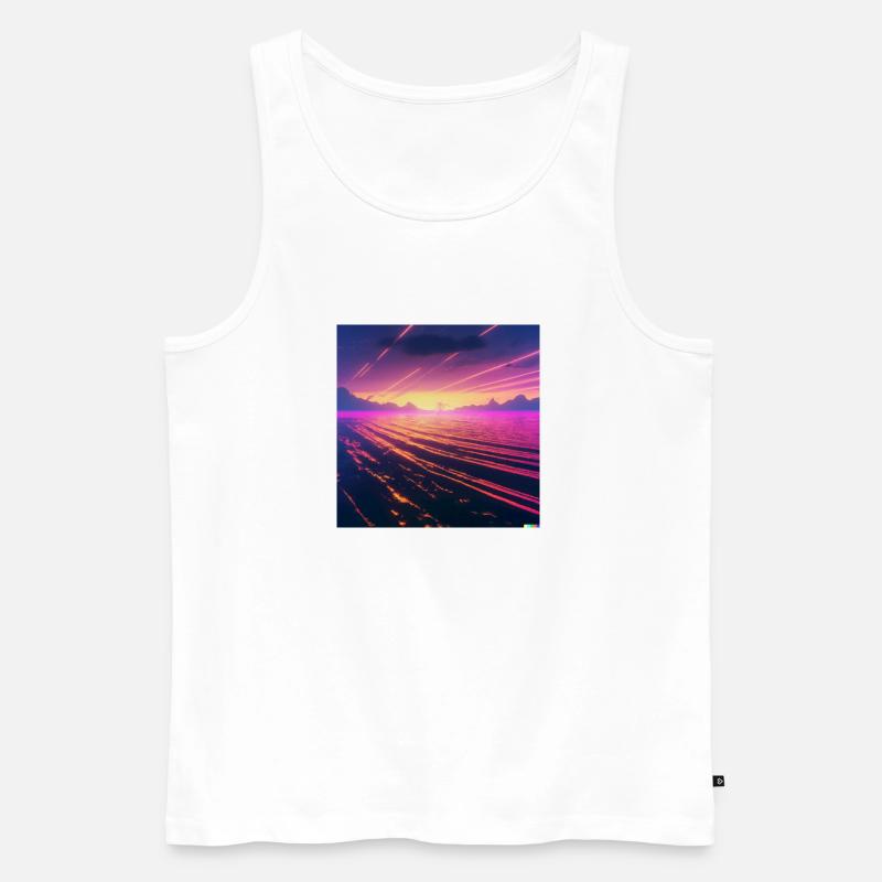 Synthwave milde Wellen im Meer - Männer Premium Bio Tank Top - Weiß