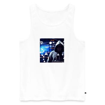 cyber attack - Männer Premium Bio Tank Top - Weiß - Vorne - Michal (187cm)