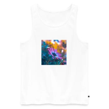 Blume, Liebevoll, romantisch, Farbe: lila, Natur - Männer Premium Bio Tank Top - Weiß - Vorne - Michal (187cm)