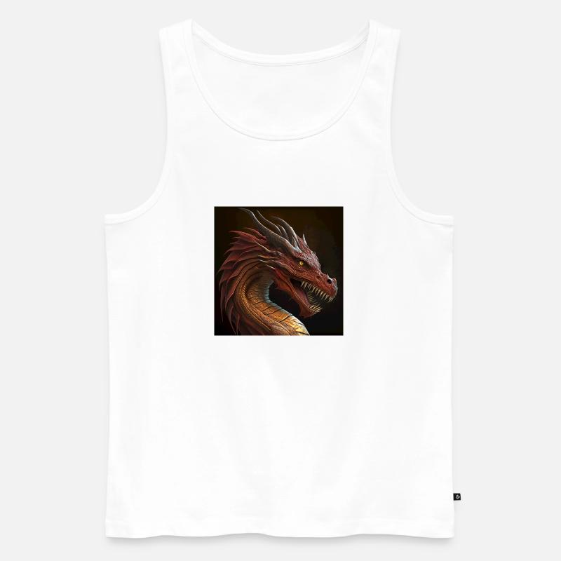 Drachen-Kapuzenpullover - Männer Premium Bio Tank Top - Weiß
