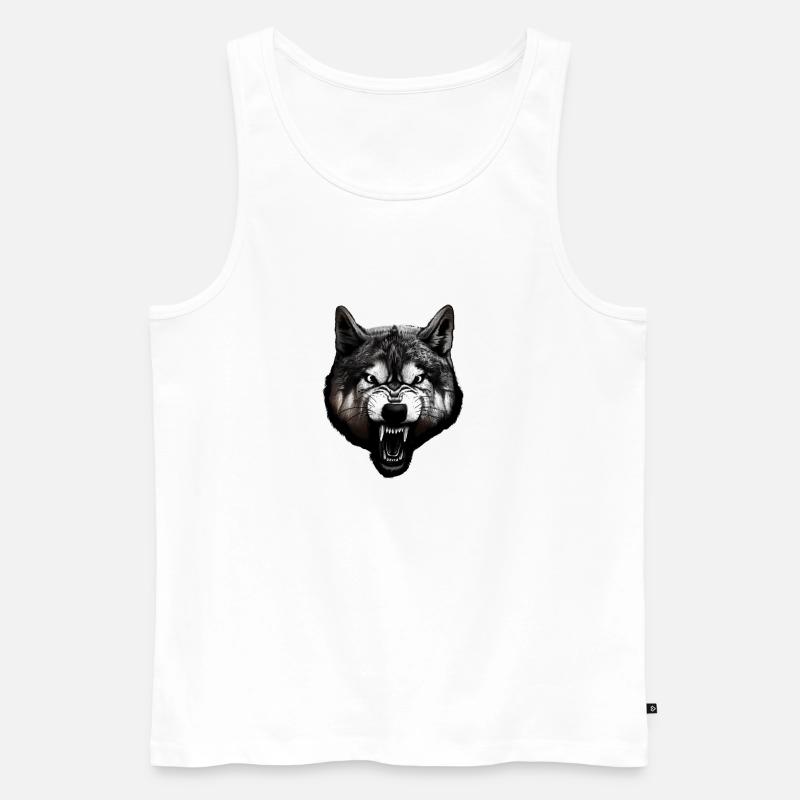Der bissige Wolf - Männer Premium Bio Tank Top - Weiß
