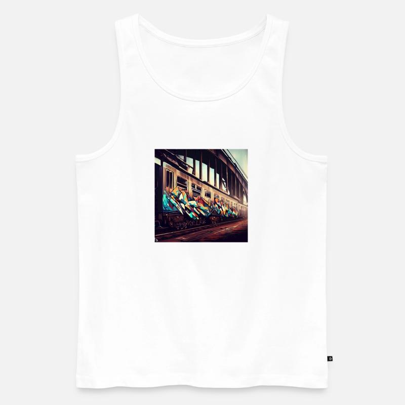 Graffiti Train Artwork - Männer Premium Bio Tank Top - Weiß