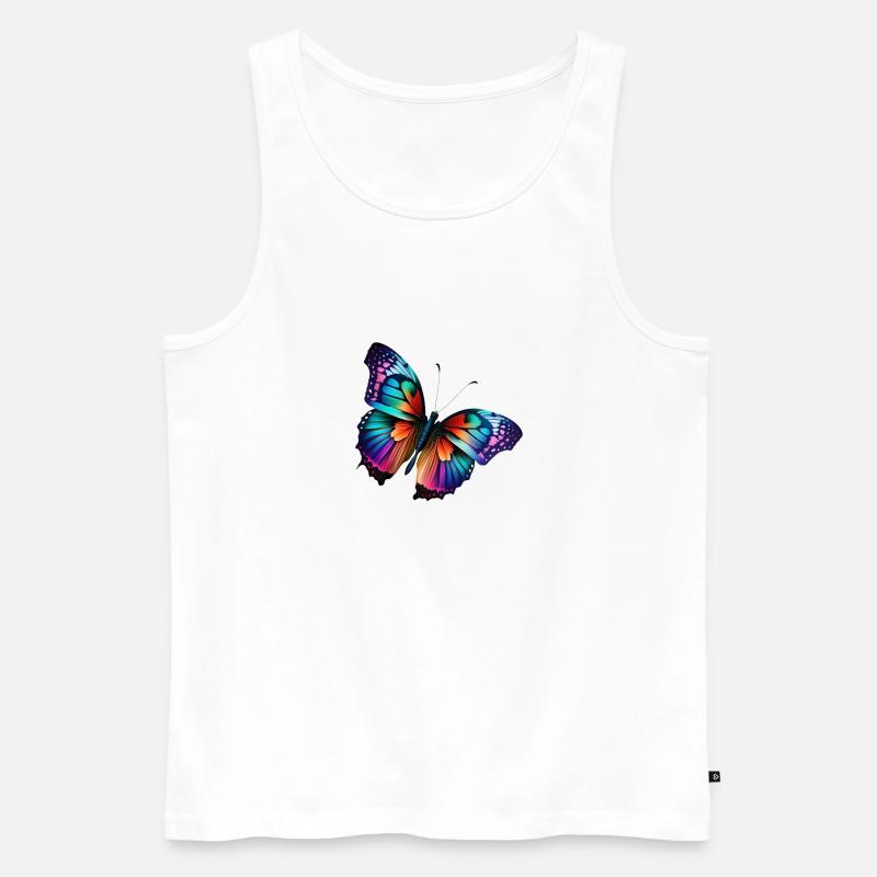 Buntes Schmetterlingsdesign - Männer Premium Bio Tank Top - Weiß