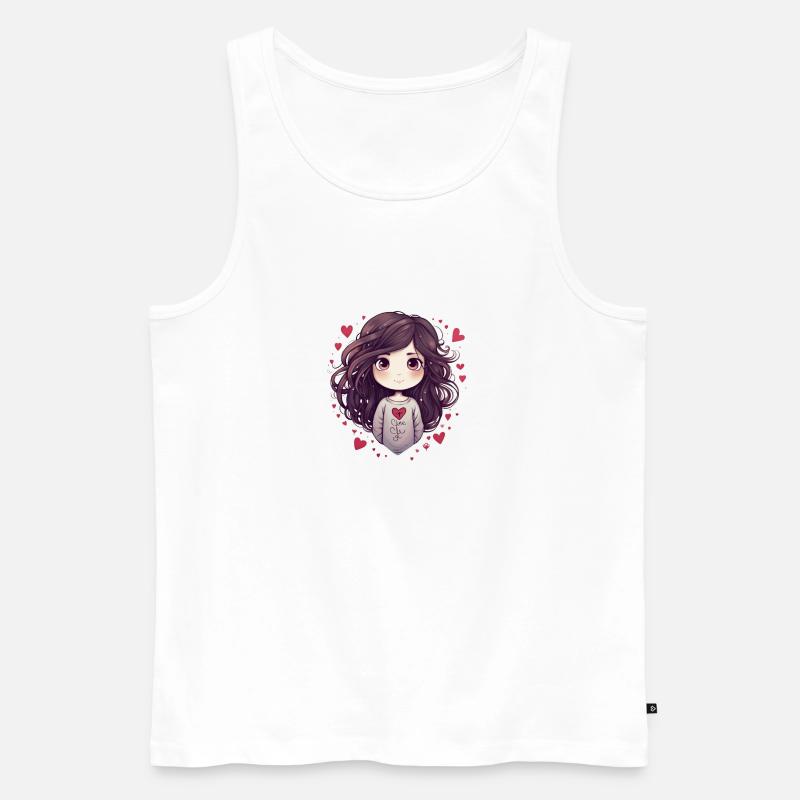 Comic Mädchen - Männer Premium Bio Tank Top - Weiß