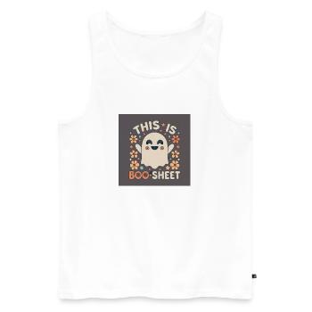 This is Boo Sheet - Männer Premium Bio Tank Top - Weiß - Vorne - Michal (187cm)