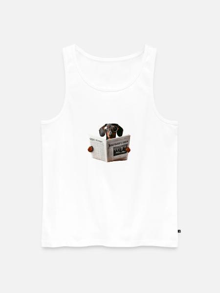 Dackel mit Zeitung - Männer Premium Bio Tank Top - Weiß