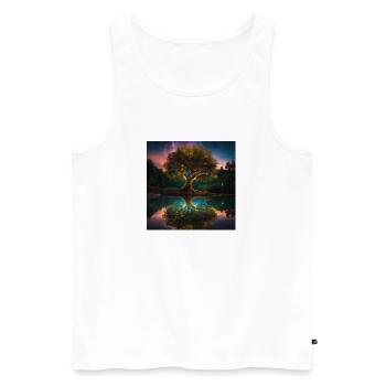 Arbre de vie, Arbre de vie, Graffiti, planètes - Débardeur bio Premium Homme - blanc - Devant - Michal (187cm)