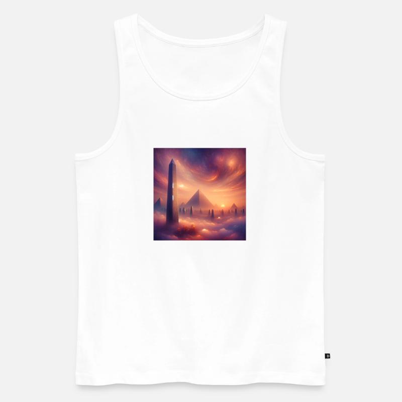 Obelisk vor einer Pyramide - Männer Premium Bio Tank Top - Weiß