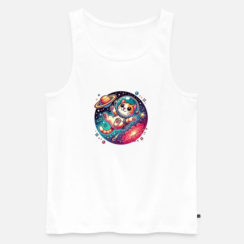 Kosmische Katze Astronaut - Männer Premium Bio Tank Top - Weiß