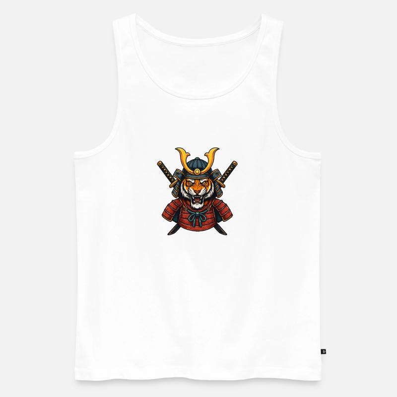 Samurai-Tiger - Männer Premium Bio Tank Top - Weiß