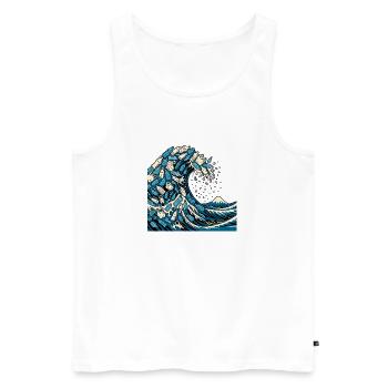 Wave Kanagawa trash vector - Débardeur bio Premium Homme - blanc - Devant - Michal (187cm)