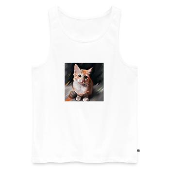 cute cat in art - Männer Premium Bio Tank Top - Weiß - Vorne - Michal (187cm)