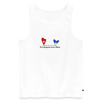 Feet in Switzerland, heart in Ukraine - Men's Premium Organic Tank Top - white - Front - Michal (187cm)